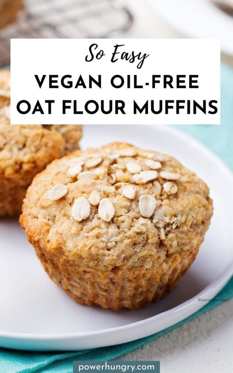 Easy, vegan oil-free oat flour muffins that you can customize in countless ways! Add blueberries, chocolate chips, spices--you name it! #oatflour #oats #glutenfree #muffins #vegan #veganbaking #veganmuffins #wfpb #wfpbno #oilfree #oilfreebaking #healthybaking #glutenfreebaking #glutenfreemuffins #wholegrains #wholegrainbaking #veganprotein #oatmuffins #easybaking Oil Free Muffins Vegan, Oat Flour Vegan Muffins, Tapioca Flour Muffins, Vegan Almond Flour Muffins, Oil Free Muffins, Vegan Oat Muffins, Oat Muffins Gluten Free, Healing Meals, Glutenfree Muffins