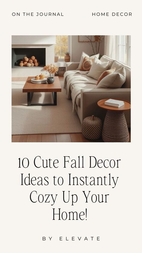 fall home decor Fall Interior Decor, Cozy Fall Living Room, Cute Fall Decor, Winter Living Room, Elevated Homes, Cozy Throw Pillows, Fall Decorating Ideas, Warm Home Decor, Fall Living Room