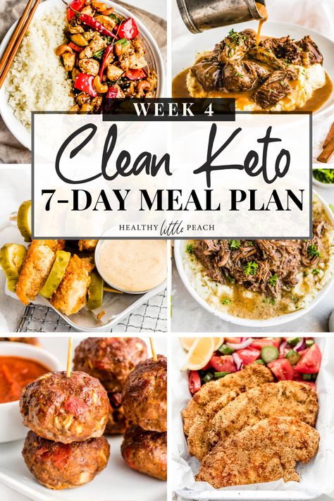 Are you feeling stuck and needing some extra inspiration? I'm here to help. I've already posted week 1-3 and here is Week 4- Clean Keto Meal Plan. This guide includes 7 full days of meal ideas that are all Clean Keto and Whole30 compliant. Additionally, it includes a FREE PDF printable that outlines 3 meals a day along with snack ideas along with a blank shopping list for you to fill out. #ketomealplan #cleanketo #ketomenus #cleanketomenu #ketodiet #mealplans #freemealplans Clean Keto Meal Plan, 3 Meals A Day, Clean Keto, Easy Keto Meal Plan, Free Keto Meal Plan, Day Meal Plan, Breakfast Low Carb, Keto Menu, 7 Day Meal Plan