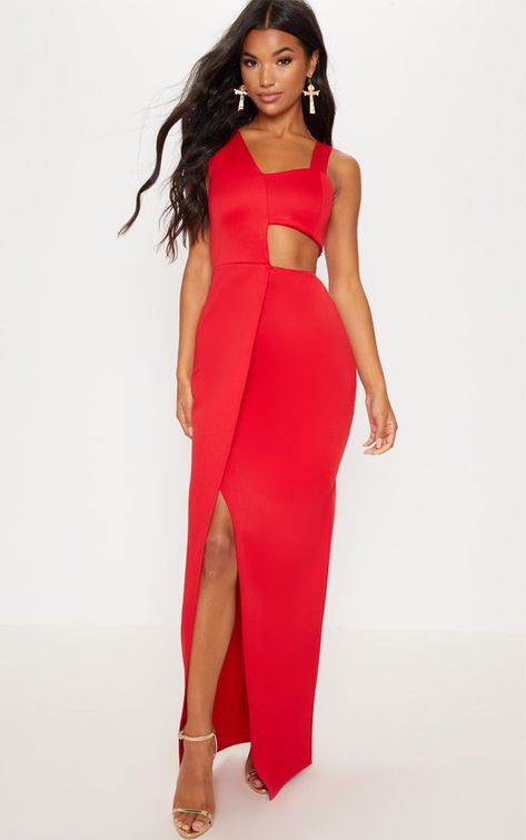 Red Cut Out Extreme Split Maxi Dress Red Maxi, Babydoll Style, Split Maxi Dress, Red Dress Maxi, Cut Out Dress, Wedding Guest Dresses, Dreamy Dress, Dress Boutique, Out Dress