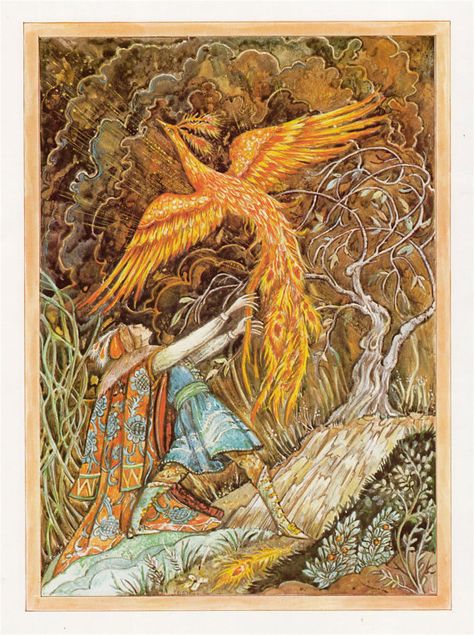 Russian Firebird, Russian Motifs, Snow Story, The Firebird, Story Books Illustrations, Childrens Library, Orthodox Christian Icons, Fairytale Illustration, Fire Bird