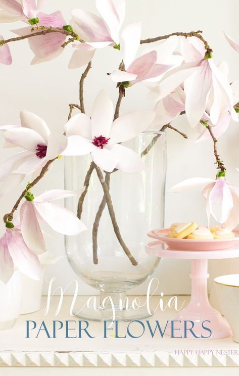 A magnolia paper flower tutorial you won't want to miss. I made this flower out of watercolor flower petals and added them to a tree branch, and you have lifelike flowers that you can make from paper. #DIY | #paperflowers | #crafts | #fauxflowers Sparkle Bedroom, Make Paper Flowers, Fleurs Diy, Easy Paper Flowers, Magnolia Flowers, How To Make Paper Flowers, Crepe Paper Flowers, Paper Flower Tutorial, Make Paper