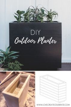 Diy Large Planter Boxes Outdoor, Planter On Porch, Large Wooden Planters Outdoor, Outdoor Box Planters, Long Planter Boxes Diy, Diy Large Planter Boxes, Woodworking Planters, Diy Square Planter, Indoor Planter Box Diy