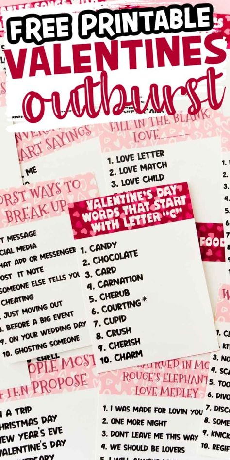 Free printable Valentine's Day outburst game! Great for playing with the entire family, playing with a class, playing in person or virtual! One of the most Valentines games out there! Valentine Emoji Game, Outburst Game, Church Valentines, Valentine's Day Party Games, Valentine Party Game, Family Playing, Senior Games, Valentines Day Baskets, Valentines Games