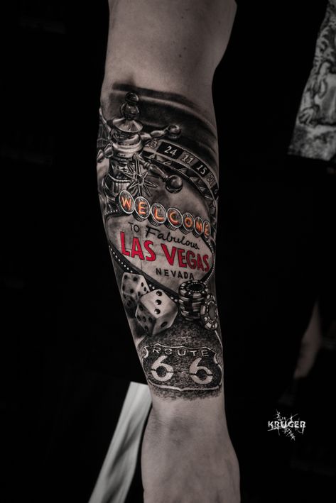 Tattoo uploaded by kruger_tattoo • Las Vegas 🃏 #lasvegas #hazard • Tattoodo Las Vegas Tattoo Designs, Las Vegas Tattoo Ideas, Las Vegas Tattoo, Casino Tattoo, Vegas Tattoo, Realistic Tattoo Sleeve, Realistic Tattoo, Tattoo Sleeve, Tattoo Idea