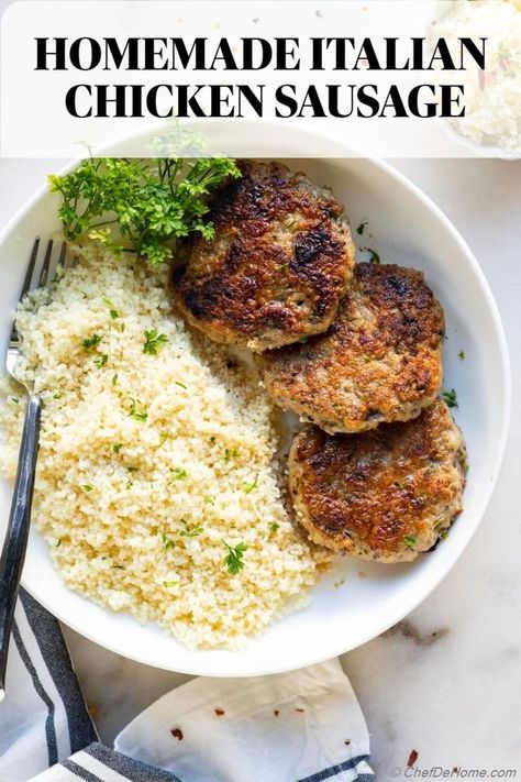 Homemade Chicken Sausage Recipes, Lean Breakfast, Hot Italian Sausage Recipes, Ground Sausage Recipes, Souvlaki Recipe, Chicken Sausage Recipes, Homemade Sausage Recipes, Sausage Patties, Sausage Stuffing