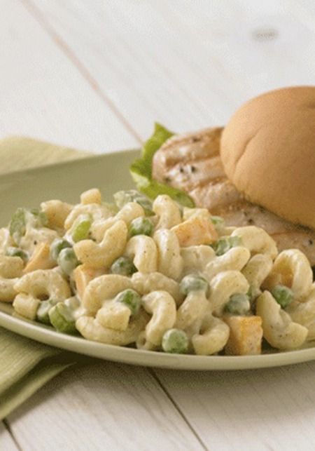 Macaroni Salad recipe with peas and cheese cubes. Macaroni Salad Recipe With Peas, Classic Macaroni Salad, Ready Set Eat, Macaroni Salad Recipe, Pasta Sides, Pea Salad, Brown Mustard, Macaroni Salad, Frozen Peas