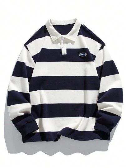 Polo Shirt Stripes Men, Sweat Shirts Mens, Aesthetic Shirts Men, Long Sleeve Polo Shirt Men Outfit, T Shirt Stripes, Long Sleeve Shirts Men, Polo T Shirts For Men, Striped Shirt Men, Mens Polo T Shirts