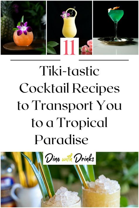 Collage of 4 tiki cocktails. Tropical Dinner, Soggy Dollar Bar, Painkiller Cocktail, Zombie Cocktail, Planters Punch, Tropical Desserts, Passion Fruit Syrup, Tiki Cocktails, Tiki Drinks