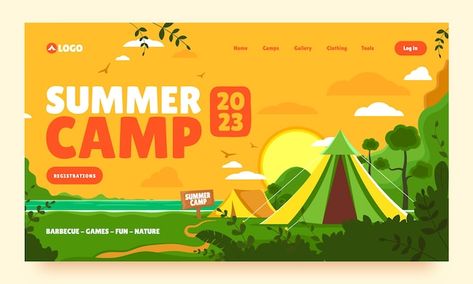 Camping Banner, Camping Poster, Summer Camp Graphics, Summer Camp Website, Summer Camp Graphic Design, Summer Camp Banner Design, Summer Camp Poster Design, Summer Camp Pamphlet Design, Summer Camp Brochure