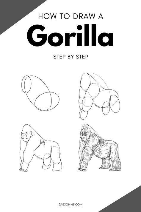 How to Draw a Realistic Gorilla in 6 Steps - Jae Johns Monkey Drawing, Gorillas Art, Mountain Gorilla, Drawing Supplies, Model Drawing, Pencil And Paper, Draw Something, Color Pencil Art, Learn How To Draw