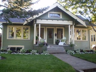 color for front door of a sage green house - Google Search Bungalow Exterior Colors, Cottage Home Exterior, Craftsman Bungalow Exterior, Craftsman Home Exterior, Craftsman Style Exterior, Craftsman Homes, Craftsman Bungalow, Bungalow Exterior, Craftsman Exterior