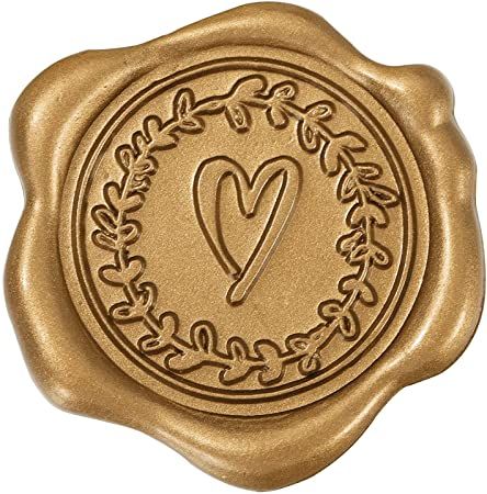 Whaline 50Pcs Embossed Wax Seal Stickers Heart Pattern Envelope Seal Stickers Bronze Classic Self-Adhesive Decorative Stamp Sticker for Wedding Greeting Invitation Cards Snail Mails Wine Packages Gift Wedding Anniversary Greetings, Free Wedding Cards, Wedding Wax Seal, Wax Seal Stickers, Wedding Greetings, Wax Molds, Wedding Cards Handmade, Envelope Seal, Wax Stamp