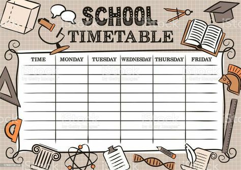 Schedule For School, Study Timetable Template, Timetable Design, Timetable Ideas, Schedule School, Buku Diy, Peraturan Kelas, Class Schedule Template, Class Timetable