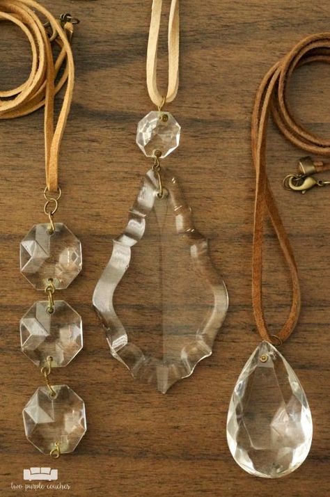 Chandelier Crystal, Vintage Jewelry Crafts, Repurposed Jewelry, Assemblage Jewelry, Crystal Necklaces, Recycled Jewelry, Beautiful Chandelier, Upcycled Jewelry, Vintage Chandelier