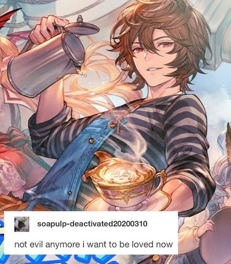 Barista Character Design, Barista Pose Reference, Barista Reference, Anime Barista, Barista Pose, Barista Character, Granblue Fantasy Sandalphon, Sandalphon Granblue, Granblue Fantasy Art