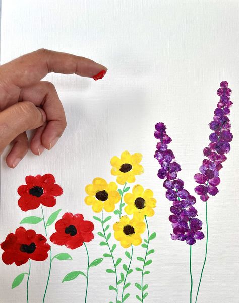 Best Acrylic Flower Painting Techniques for Beginners | Feeling Nifty Learn Acrylic Painting, Acrylic Flower Painting, Fingerprint Art, Easy Flower Painting, Finger Art, Desain Quilling, Geometric Shapes Art, Art Journal Cover, Acrylic Craft Paint