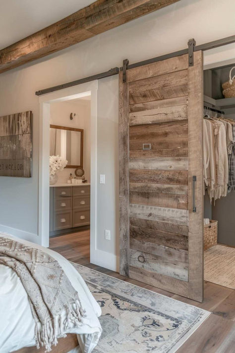 40 Warm and Cozy Rustic Bedroom Ideas Rustic Rooms Bedrooms, Rustic And Cozy Bedroom, Rustic Home Renovation Ideas, Home Bedroom Decor Ideas, Country Styled Bedroom, Bedroom Ideas With Wood Paneling, Bedroom Decorations Aesthetic, Industrial Bedroom Design Rustic Chic, Room Remodeling Bedroom Master Suite