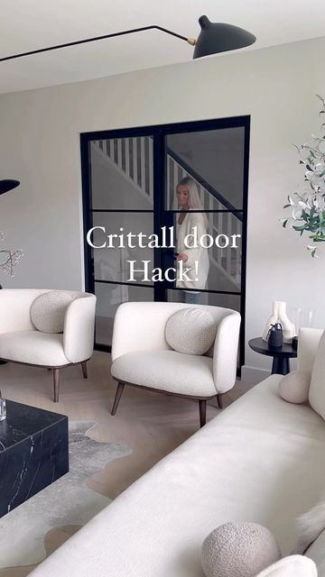 Kirsty on Instagram: "CRITTALL DOOR HACK! I’m going to be sharing more interior tips and tricks and ‘how to’s’ a lot more to help you get the look you want for the budget that’s right for you and this is a great tip! ❤️ ✨The double doors shown are aluminium doors which we love and wouldnt change but if you are trying to save money and want them on all of your doors I recommend going for a wooden crittall style. This will save you so much money and looks just as good. We have them on all our oth Bifold Crittal Doors Internal, Crittal Style Wood Doors, Cream Crittal Doors, Crittal Doors Kitchen, Crittal Style Interior Doors, Indoor Crittal Doors, Wooden Crittal Style Doors, Crittal Partition Wall, Diy Crittall Doors