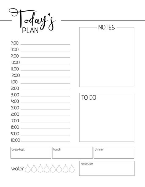 Free Printable Daily Planner Template. Day planner page to print and use. Organiz your home office plan each day through the year. #papertraildesign #office #homeoffice #work #getorganized #plannerpages #plan #planning Free Printable Daily Planner Template, Free Printable Daily Planner, Daily Calendar Template, Tenk Positivt, Day Planner Template, Office Transformation, Notes Plan, Daily Planner Printables Free, Free Daily Planner