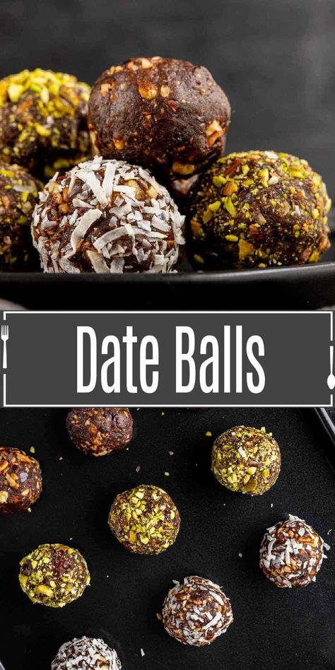 These healthy date balls from Home. Made. Interest. are an all-natural, sweet, chocolatey snack that is totally delicious. Make these chocolate date balls with just 3 simple ingredients and have a healthy snack ready any time. You can even roll them in chopped nuts or coconut for extra flavor and texture! Date Balls Recipe, Balls Dessert, Date Recipes Healthy, Date Balls, Healthy Oatmeal Cookies, Coconut Balls, Date Recipes, Quick Snack, Chocolate Protein Powder