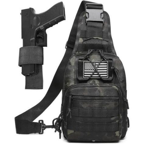 Tactical Sling Bag 7 Liters Militray One Shoulder Bag With Concealed Carry Pistol Holster Tactical Sling Backpack With Triple Pistol Mags Pocket Tactical Sling Backpack With Us Flag Patch. Concealed Carry Vertical Holster For Women & Men Holster For Women, Tactical Sling Bag, Fur Backpack, Basketball Backpack, Dinosaur Backpack, Adidas Backpack, Holster Bag, Delivery Bag, Grey Backpacks