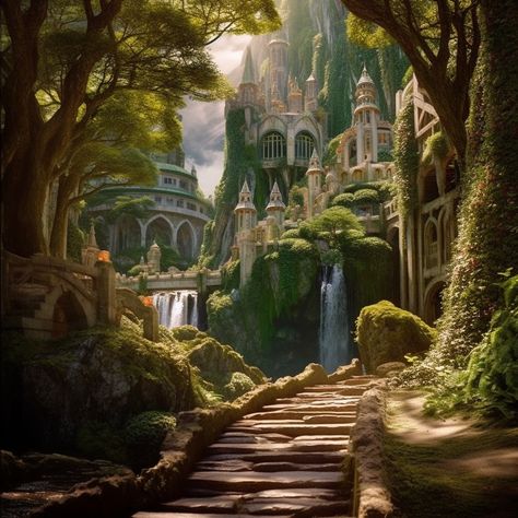 Elf City, Elven City, Minecraft Town, Hyrule Castle, Strange Planet, Fantasy Town, Elves Fantasy, Fantasy Forest, Fantasy City