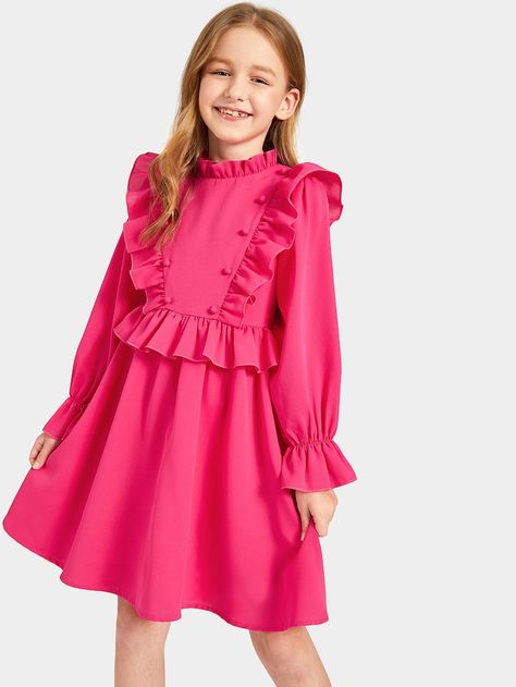 Kids Ruffle Dress, Inclusive Fashion, Flounce Hem Dress, Ruffle Trim Dress, Trim Dress, Frocks For Girls, Classy Chic, Hem Dress