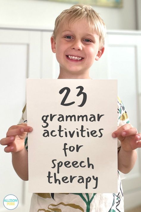 My favorite free and paid resources to work on GRAMMAR in speech therapy. Teaching grammar can be intimidating, but it doesn't have to be! Find fun digital and printable activities to help students gain a better grasp of morphology and syntax, which helps them have more meaningful communication. Pronouns Speech Therapy Activities, Functional Phrases Speech Therapy, Shape Coding Speech Therapy, Receptive Language Activities Free, School Based Speech Therapy, Pronouns Speech Therapy, Slp Teletherapy, Categories Speech Therapy, Eal Resources