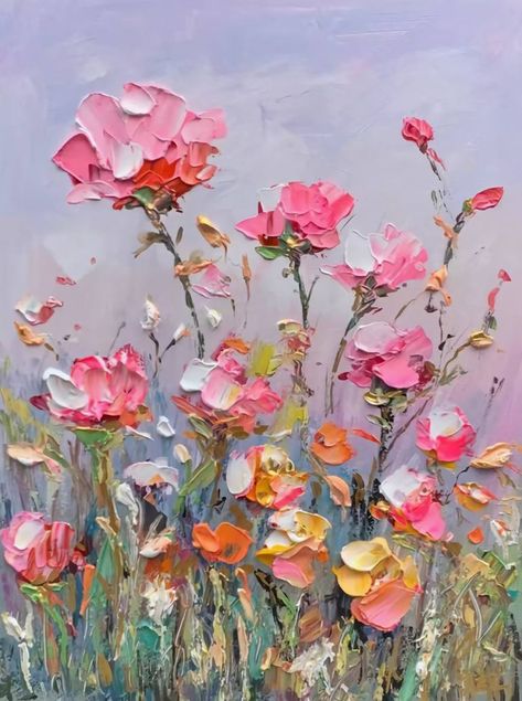 Original fine art painting by Angela Jeanine (China). This one-of-a-kind oil on canvas painting measures 23.6W x 31.5 H inches, and is framed. The floral painting ships in a tube directly from the artist's studio and is covered by the 14-day satisfaction guarantee from Saatchi Art, so you can buy with confidence. Yellow Flowers Painting, White Pink Flowers, Pink Yellow Flowers, Pink Flower Painting, Floral Paintings Acrylic, Acrylic Flower Painting, Acrylic Painting Flowers, Pink Painting, Minimalist Flowers