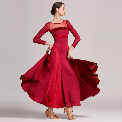 Cheap Ballroom, Buy Directly from China Suppliers:Lady Ballroom Dancing Dress High-quality Velvet Long-sleeved Morden Dance Costumes National Standard Dance Dress O Neck D0744 Enjoy ✓Free Shipping Worldwide! ✓Limited Time Sale ✓Easy Return. Modern Dance Dresses, Standard Dance Dress, Ballroom Standard Dress, Modern Dance Costume, Standard Dance, Waltz Dress, Dance Competition Dress, Dance Costumes Ballroom, Flamenco Dress