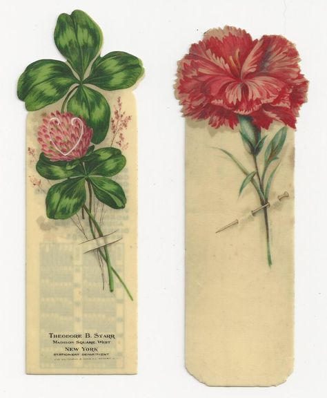 Antique bookmarks, circa late 19th century. Vintage Bookmarks, Color Pencil Illustration, Free Printable Stationery, Bookmark Printing, Bullet Journal Paper, Creative Bookmarks, Letter Decor, Bookmark Craft, Flower Bookmark