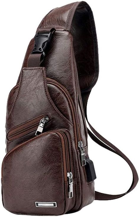 Good quality backpack the exact size for IPAD I really liked Mens Leather Sling Bag, Leather Sling Bags, Sling Bag For Men, Leather Sling Bag, Shoulder Backpack, Sling Bags, Lightweight Bag, Men's Backpack, Chest Bag