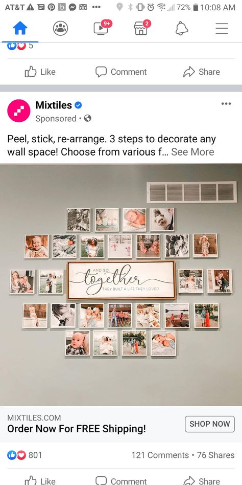 Mixtiles Photo Wall, Family Picture Collage Wall Zazzle, Family Name Scrabble Wall Art Hallway, Wall Spaces, Photo Wall, New Homes, Building, Frame, Wall