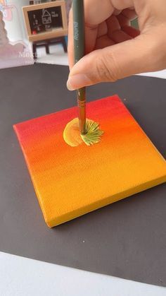 Easy Sun Painting Ideas On Canvas, Easy Canvas Sunset Painting, Sunset Background Drawing, Fall Sunset Painting, Sun Painting Ideas On Canvas, Sun Painting Easy, How To Draw Sunset, Paint Sunset Easy, Sunset Easy Paintings