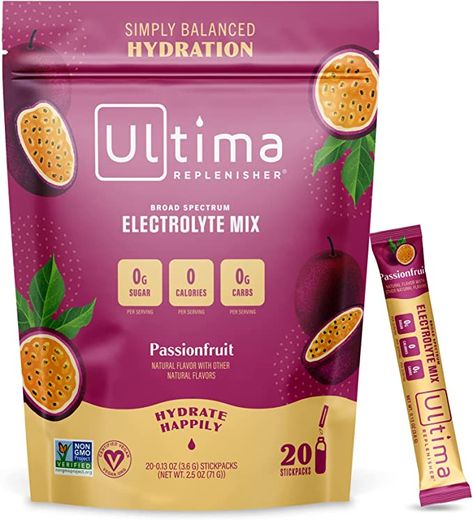 Amazon.com: Ultima Replenisher Electrolyte Hydration Powder, Passionfruit, 20 Count Stickpacks - Sugar Free, 0 Calories, 0 Carbs - Gluten-Free, Keto, Non-GMO with Magnesium, Potassium : Everything Else Energy Gummies, Electrolyte Powder, Vitamin C And Zinc, Electrolyte Drink, Food Advertising, Trace Minerals, Food Packaging Design, Tea Packaging, Beverage Packaging