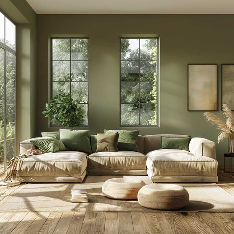 5+ Top Inside House Color Ideas with Earthy Green and Beige Tones • 333+ Art Images Earthy Waiting Room, Earth Colors Living Room, No Closet Bedroom, Closet Bedroom Ideas, House Color Ideas, Earth Tone Decor, Airbnb Ideas, Neutral Green, Diy Bathroom Makeover