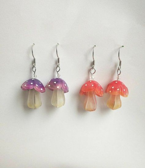 Weird Jewelry, Mushroom Earrings, Quirky Earrings, Indie Jewelry, Funky Earrings, Dope Jewelry, Shrink Plastic, Handmade Ideas, Funky Jewelry