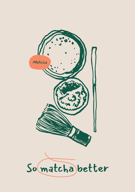 a drawing of a whisk, a whisk and a whis Matcha Doodle, Matcha Graphic, Tea Graphic Design, Matcha Illustration, Matcha Quotes, Matcha Poster, Matcha Design, Minimalistic Illustration, Matcha Cafe