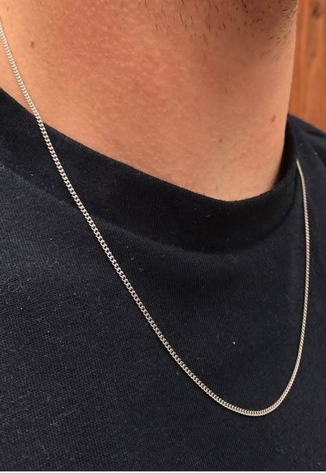 Man Silver Necklace, Chains For Men Silver, Silver Chain For Men Mens Fashion, Guys Chains, Chain For Boys, Silver Chains For Men, Silver Chain Men, Men Silver Chain, Drip Necklace