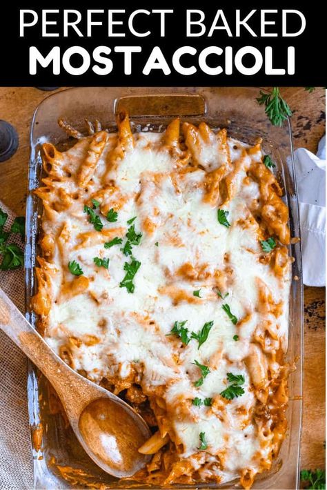 Best Mostaccioli Recipe, Baked Mostaccioli Recipe, Mostaccioli Recipe, Creamy Red Sauce, Mostaccioli Pasta, Baked Mostaccioli, Red Sauce Pasta, Creamy Pasta Dishes, Main Dish Casseroles