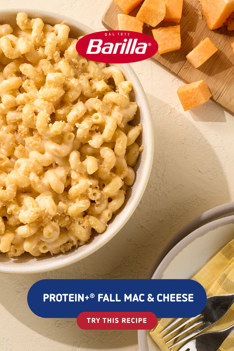 A warm bowl of macaroni and cheese is the perfect meal for fall. Add in some delicious fresh fall produce, and you've got a beautiful seasonal recipe! This butternut squash mac and cheese using Barilla Protein+ pasta is the perfect fall recipe to please the whole family! Give this recipe a try today! Barilla Pasta Recipes, Barilla Protein Pasta, Barilla Recipes, Green Bean Salad Recipes, Squash Mac And Cheese, Easy Spring Recipes, Butternut Squash Mac, Butternut Squash Mac And Cheese, Fall Produce