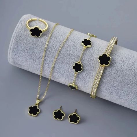 Just found this amazing item on AliExpress. Check it out! ZAR32.42  90％ Off | 5Pcs Plum Blossom Plant Five Leaf Flower Hot Selling Necklace Earrings Bracelet Ring Stainless Steel Waterproof Women's Clover Clover Jewelry, Clover Flower, Trendy Fashion Jewelry, Leaf Flower, Clover Earrings, Plum Blossom, Flower Accessories, Shell Jewelry, Cute Necklace