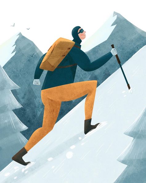 wynne on Instagram: “Let’s conquer it! #winter #illustrator #picturebook #illustrationartists #hiking #snowmountain #hiker #artofinstagram…” People Hiking Illustration, Hiking Boots Illustration, Trek Illustrations, Hiker Illustration, Hike Illustration, Hiking Illustration, Lemonade Illustration, Inktober 2024, Mountain Pictures