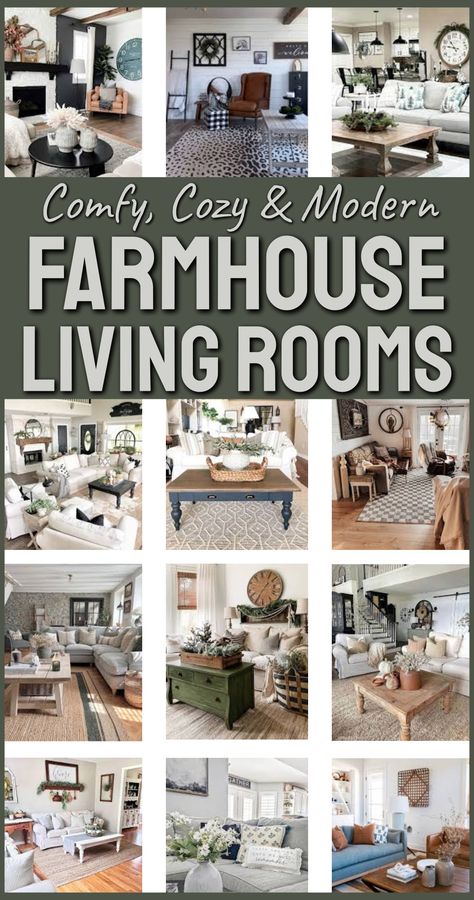 Farmhouse living rooms - country style living room decor ideas for a cozy home in stylish modern contemporary, rustic industrial, charming vintage, traditional, minimal, formal and chic boho style end ou Traditional Modern Farmhouse Decor, Living Room Ideas Boho Modern, Decorating Ideas For The Home On A Budget, Classy Country Decor, Formal Farmhouse Living Room Ideas, Farmhouse Style Artwork, Farmhouse Chic Decor Living Room, Farmhouse Look Living Room, Farmhouse Couch Decor