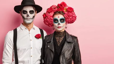 Day Of Dead Costume, Mexican Halloween Costume, Catrina Costume, Day Of The Dead Diy, Mexican Halloween, Dead Costume, Sugar Skull Costume, Bridal Couple, Dead Makeup