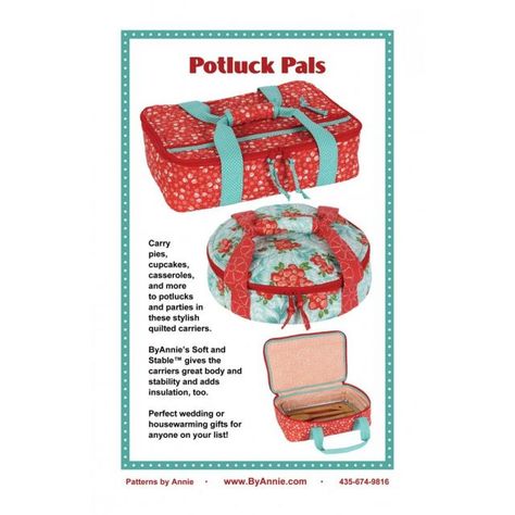 Potluck Pals Bag Pattern by Annie Unrein by ByAnnie Bag Patterns - OzQuilts Pie Carrier, Sewing Room Furniture, Casserole Carrier, Art Supplies Bag, Bias Tape Maker, Sewing Patchwork, Hot Cold Packs, Embroidery Blanks, Quilting Rulers