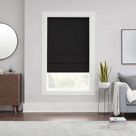 Amazon.com: ECLIPSE Kylie Total Privacy Blackout Cordless Lined Window Roman Shade for Living Room, 33 in x 64 in, Black : Home & Kitchen Window Shades Blackout, Blackout Roman Shades, Cordless Roman Shades, Modern Trellis, Blackout Shades, Shade Store, Roman Shade, Roman Blind, Shades Blinds