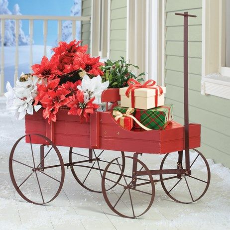 Backyard Planter, Country Porch Decor, Wagon Decor, Backyard Planters, Wagon Planter, Wood Wagon, Garden Wagon, Wooden Wagon, Flower Cart