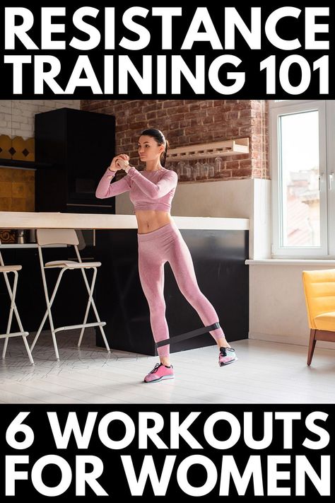 How to Get Started with Resistance Training for Women | If losing weight is your goal, and you're looking for beginner at home full body workouts, this post is a great place to start. There are so many benefits of resistance training - it helps build muscle, tighten and tone your body, improve flexibility and balance, and reduce body fat. Don't have resistance bands? No worries! We've also included resistance workouts using dumbbells, barbells, and medicine balls! Variable Resistance Training, Resistance Training For Women, Barbell Complex Workouts, Training Workouts For Women, Metabolism Diet Plan, Resistance Workouts, Weight Training For Beginners, Resistance Training Workouts, Easy Fitness